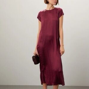 Madewell Elegant Burgundy Pleated Dress